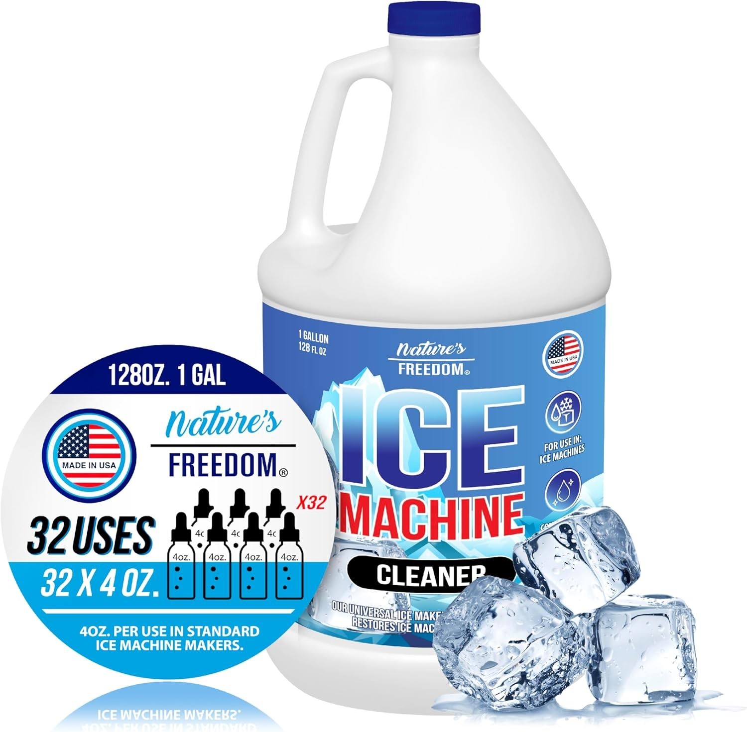 Ice Machine Cleaner – Nickel-Safe Descaler – Made in USA – 1 Gallons (32 Uses)