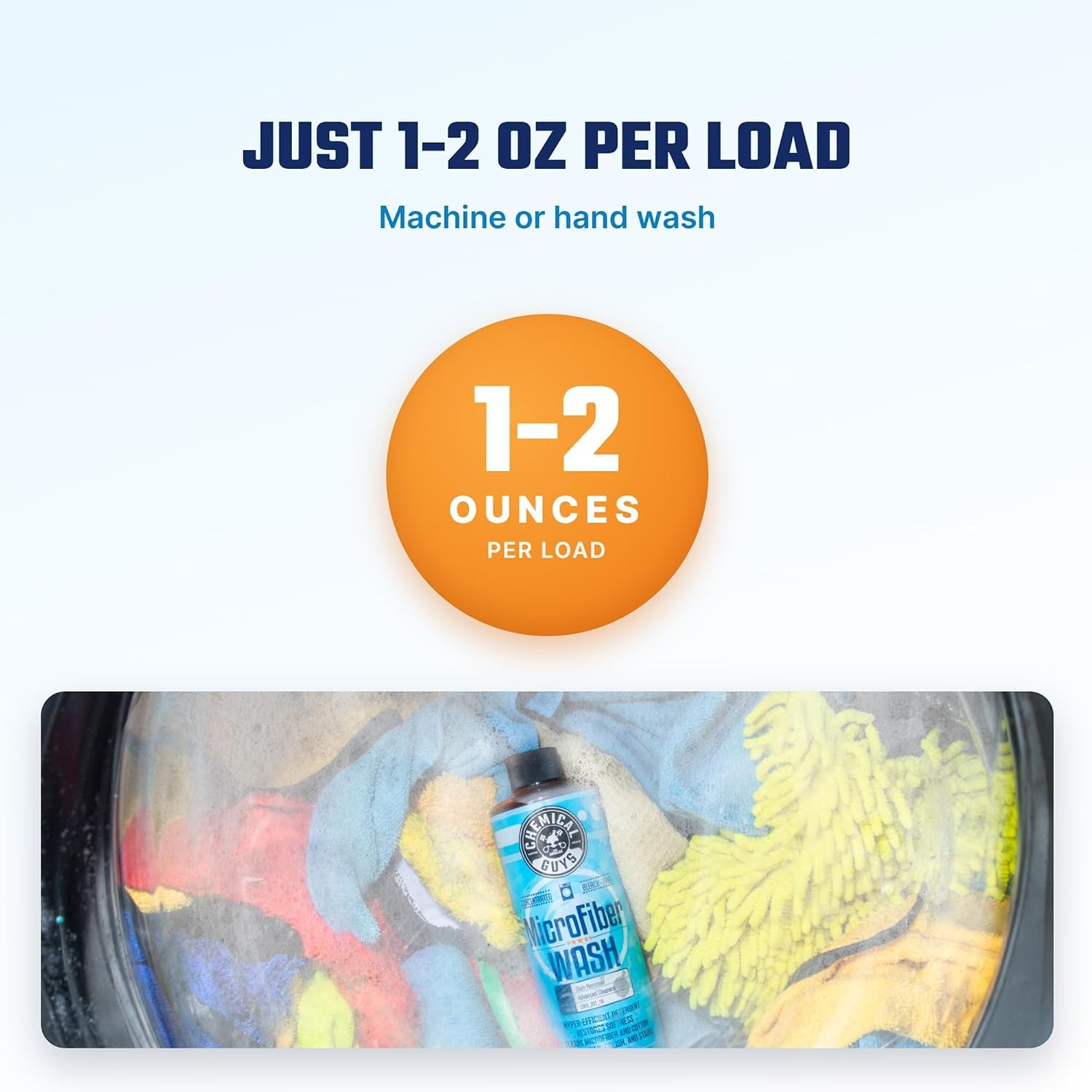 Microfiber Wash & Towel Detergent, Deep Clean, Orange, 16 oz | Concentrated