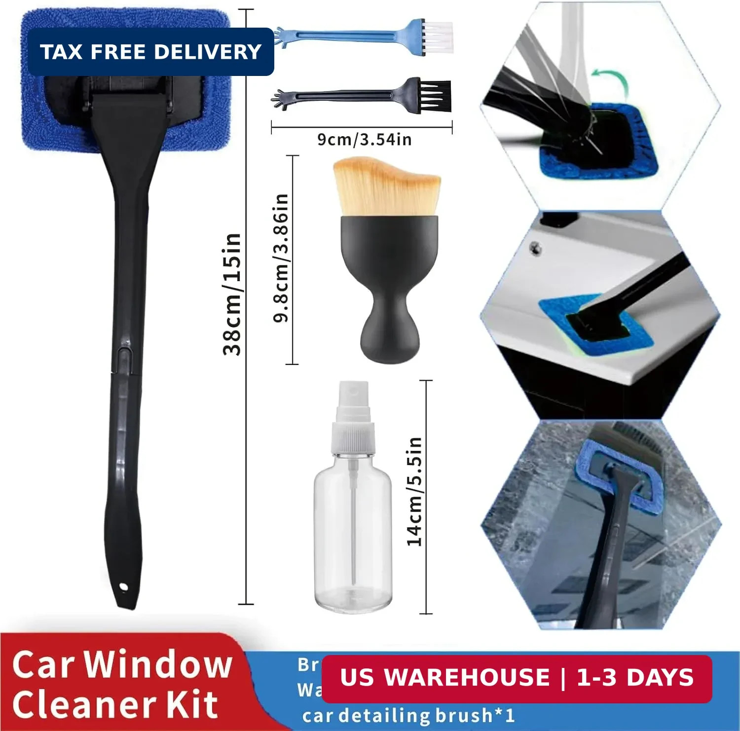 10pcs Car Windshield Cleaning Tool, Windshield Cleaner with 5 Washable and Reusa