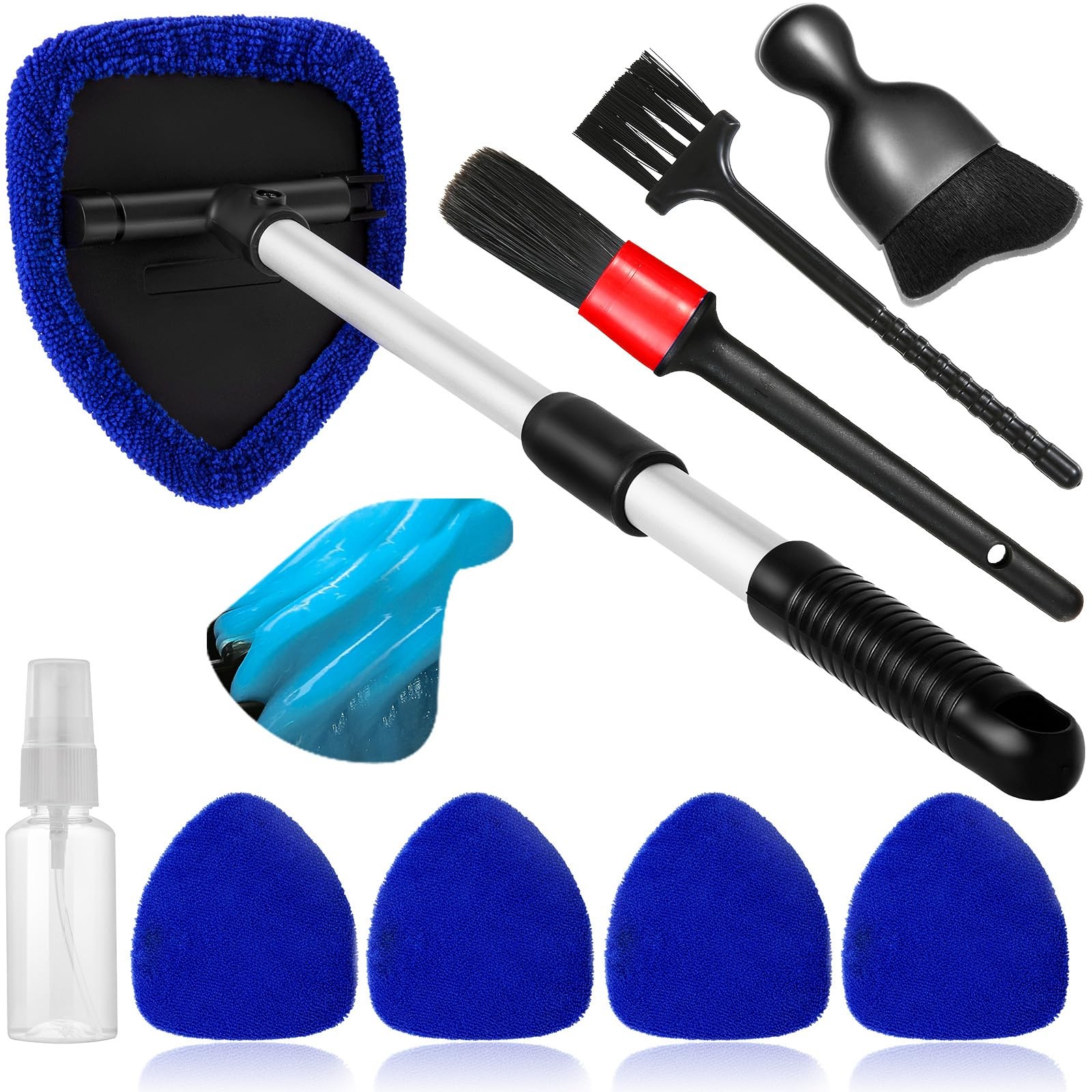 10Piece Windshield Cleaner Kit with Microfiber Pads & Extendable Handle
