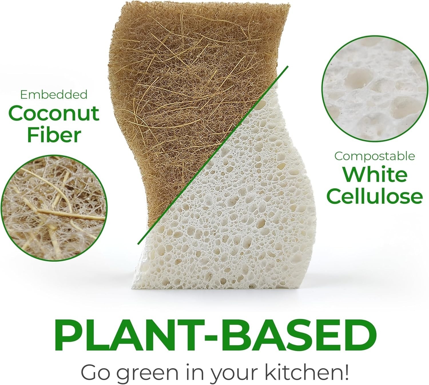 Paquete De 12 Cepillo De Bambú Para Esponja De Cocina Natural Biodegradable NEW.