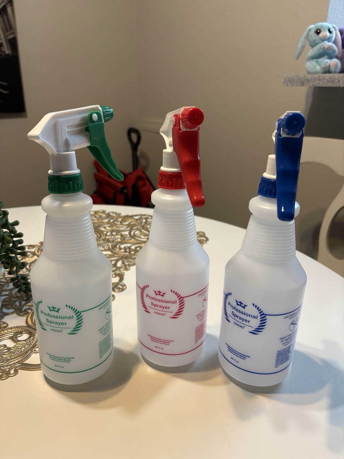 Uineko Professional Adjustable Spray Head Heavy Duty Spray Bottles 24 oz 3 Pack