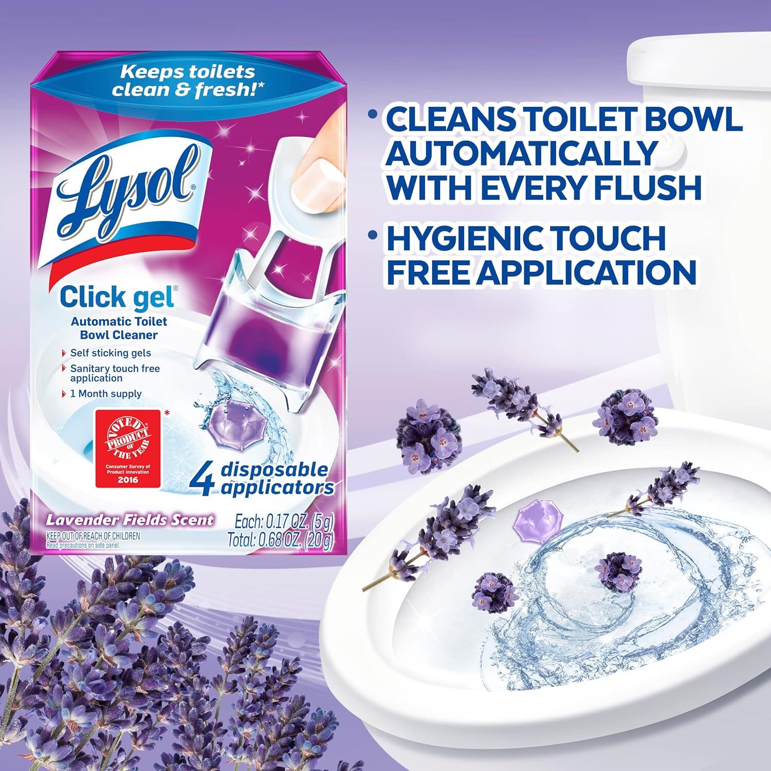 Lysol Click Gel Automatic Toilet Bowl Cleaner, Lavender Fields