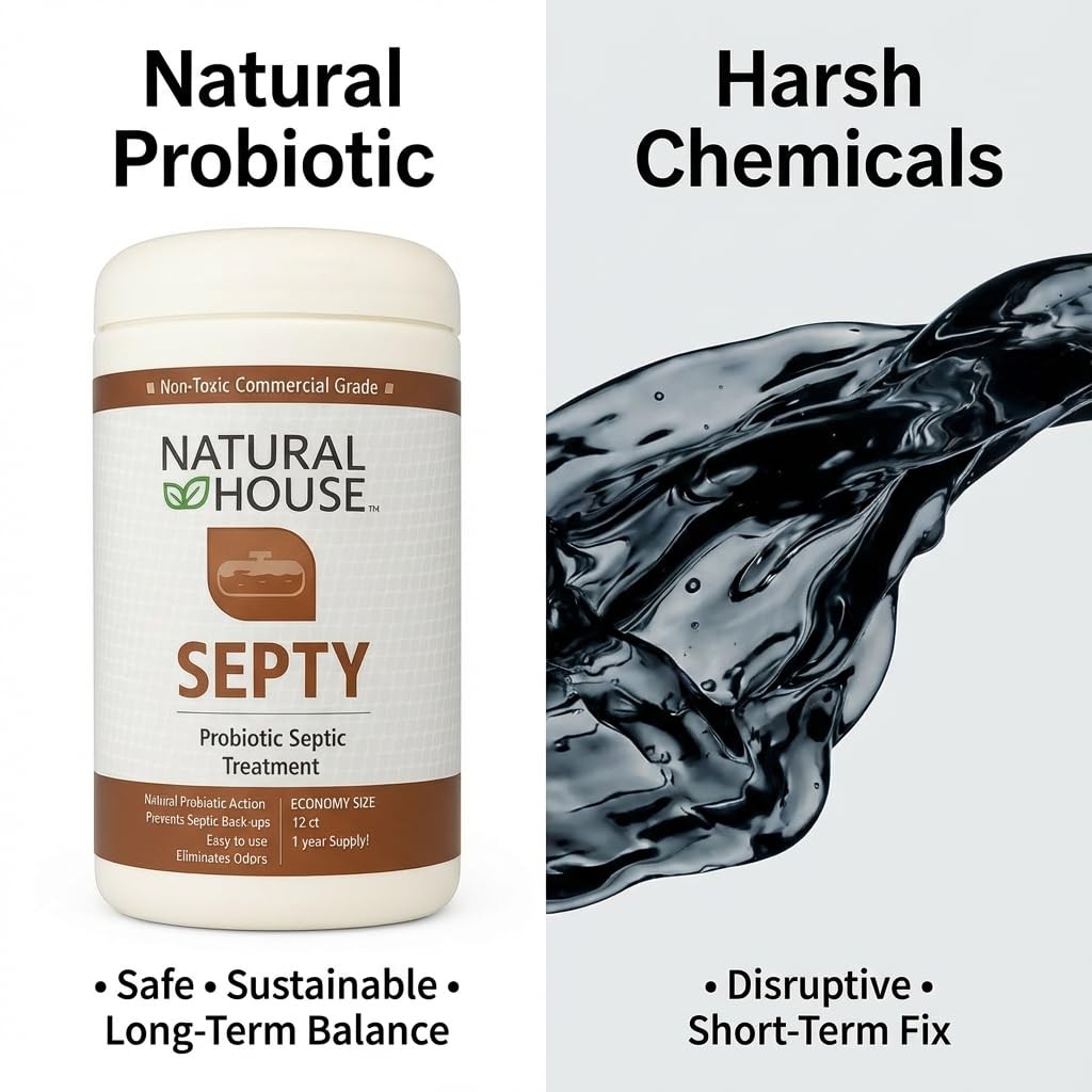 Natural House Septy – Plant-Based Enzyme Pods for Septic-Safe Plumbing Care -…