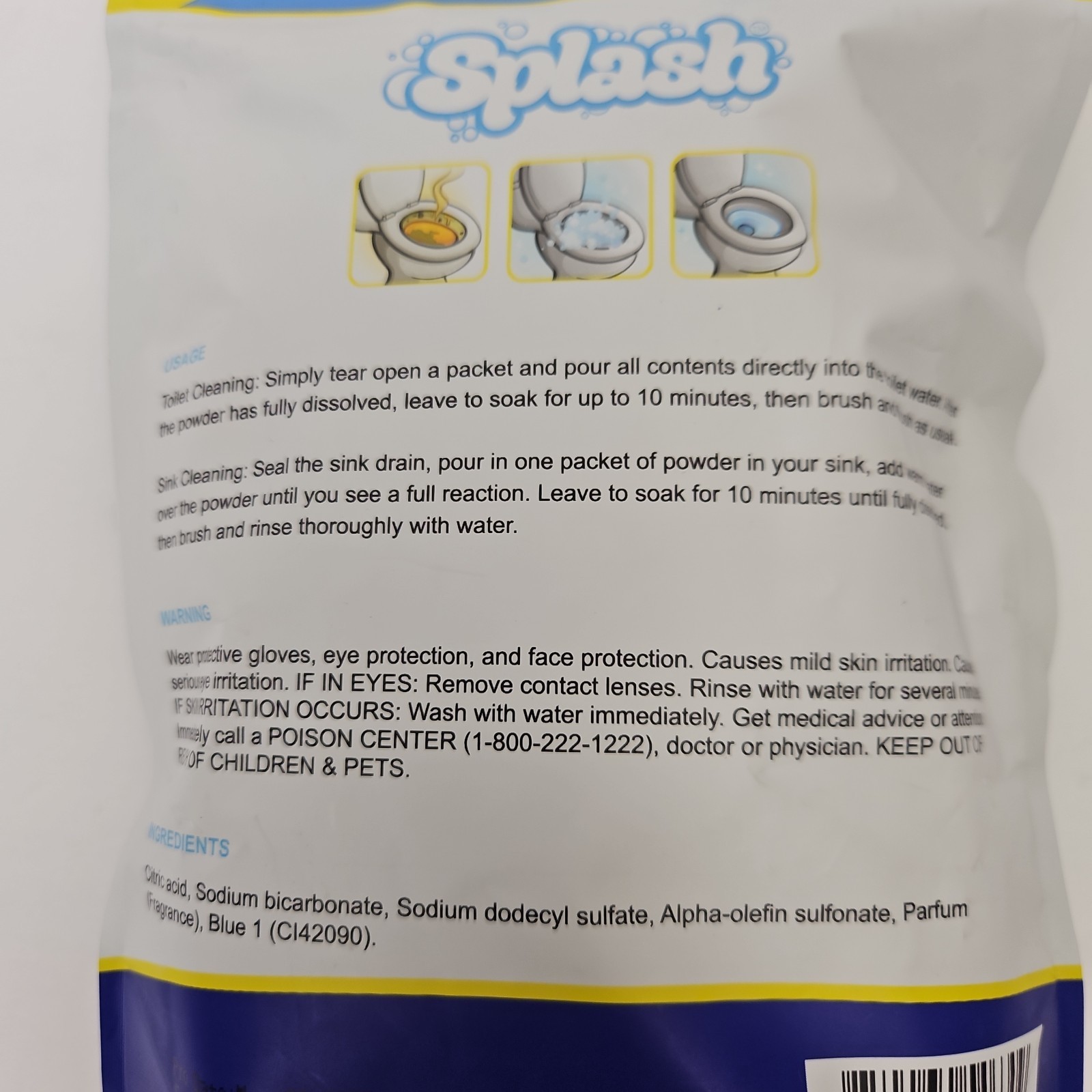 Splash Advanced Cleaning Action Toilet Cleaner Powder 14.11oz 4 Treatments New