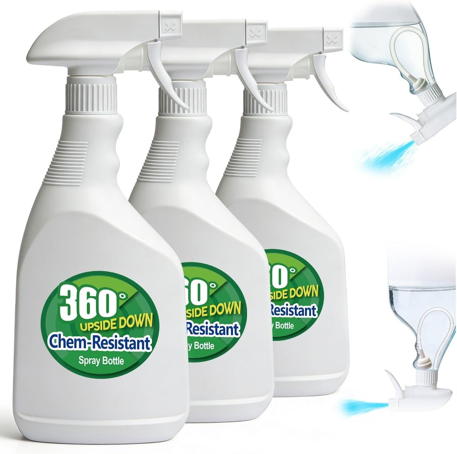 360° Versatile Spray Bottles – 3 Pack, Ideal for Household & Industrial Cleaning