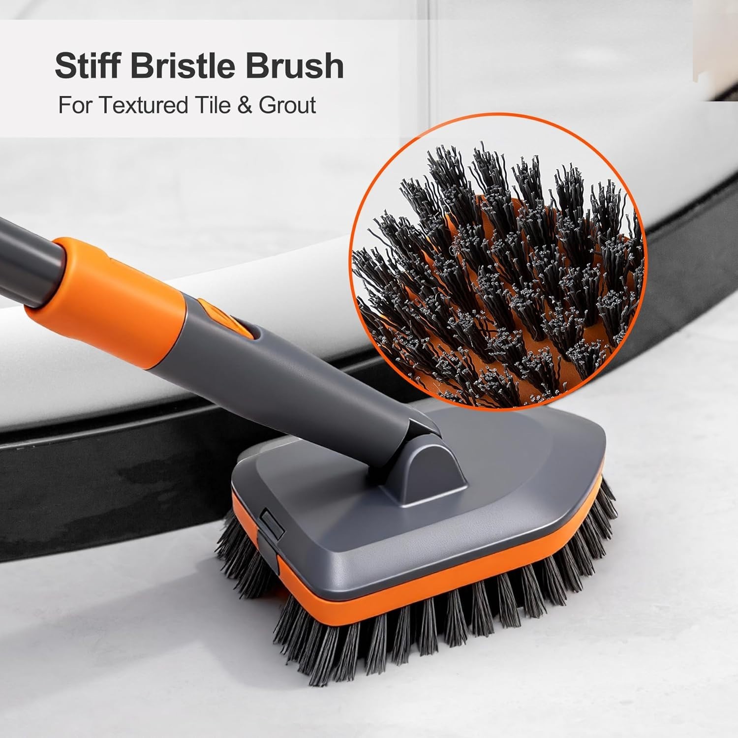 Lightweight No Scratch Tile Scrubber with 56″ Stainless Steel Extendable Handle
