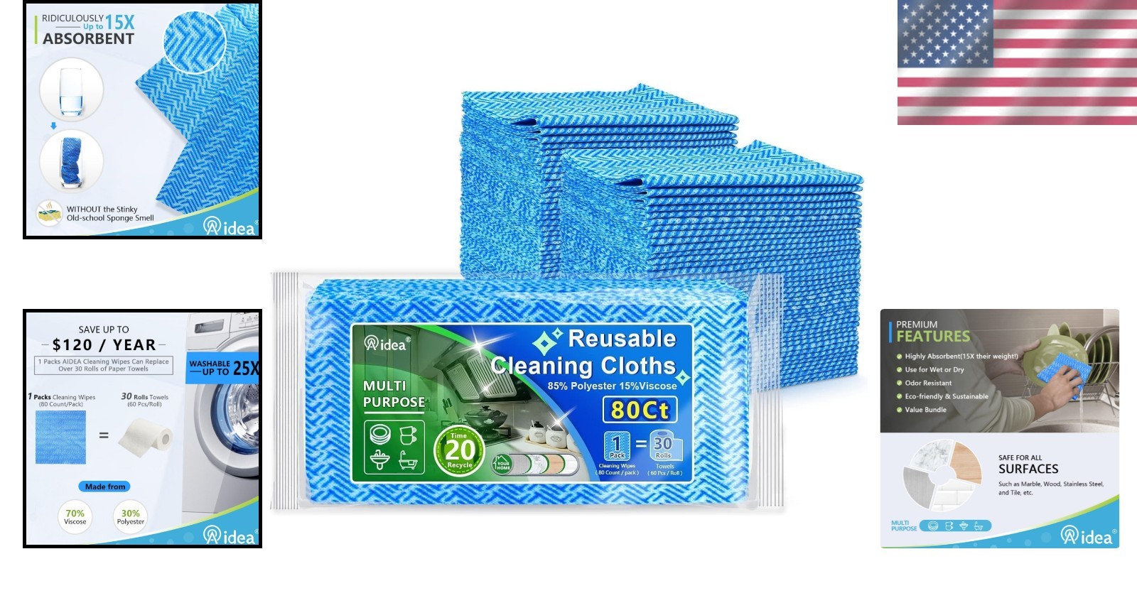 Superabsorbent Multi-Purpose Cleaning Wipes