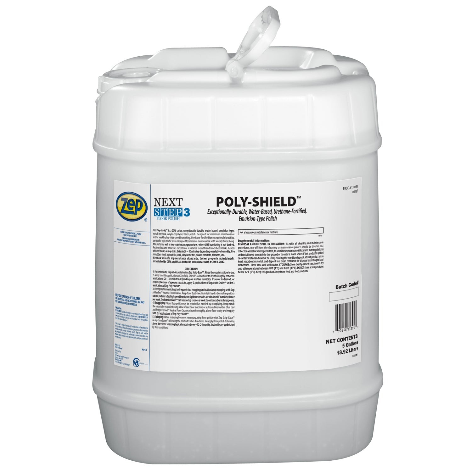 Zep Poly-Shield Floor Polish – 5 Gallon (1 Unit) 133935 – Durable, Water Based,