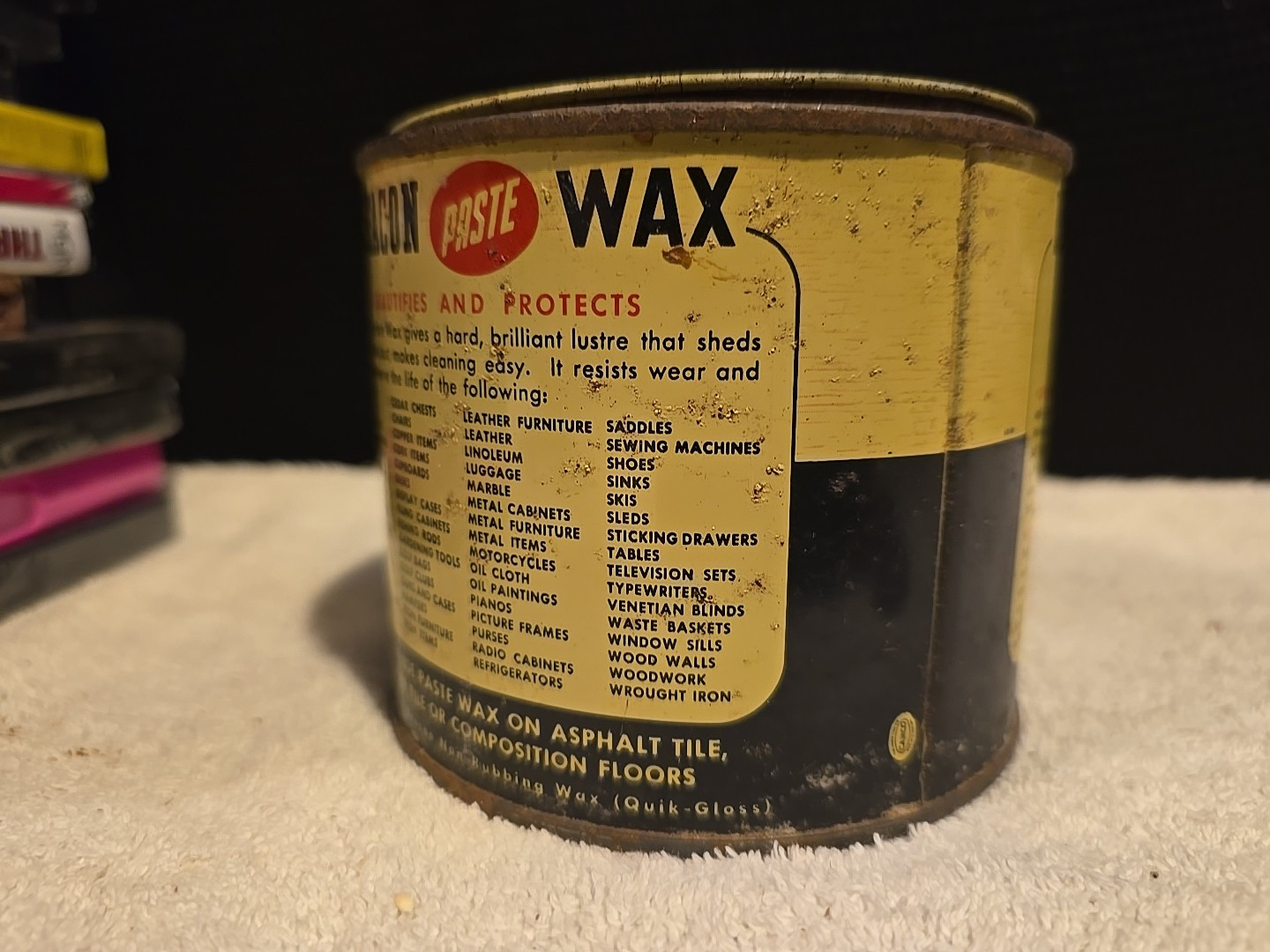 BEACON Paste Wax 16 oz Partial Tin THE BEACON CO. Boston 40, Mass. USA 25 % Full