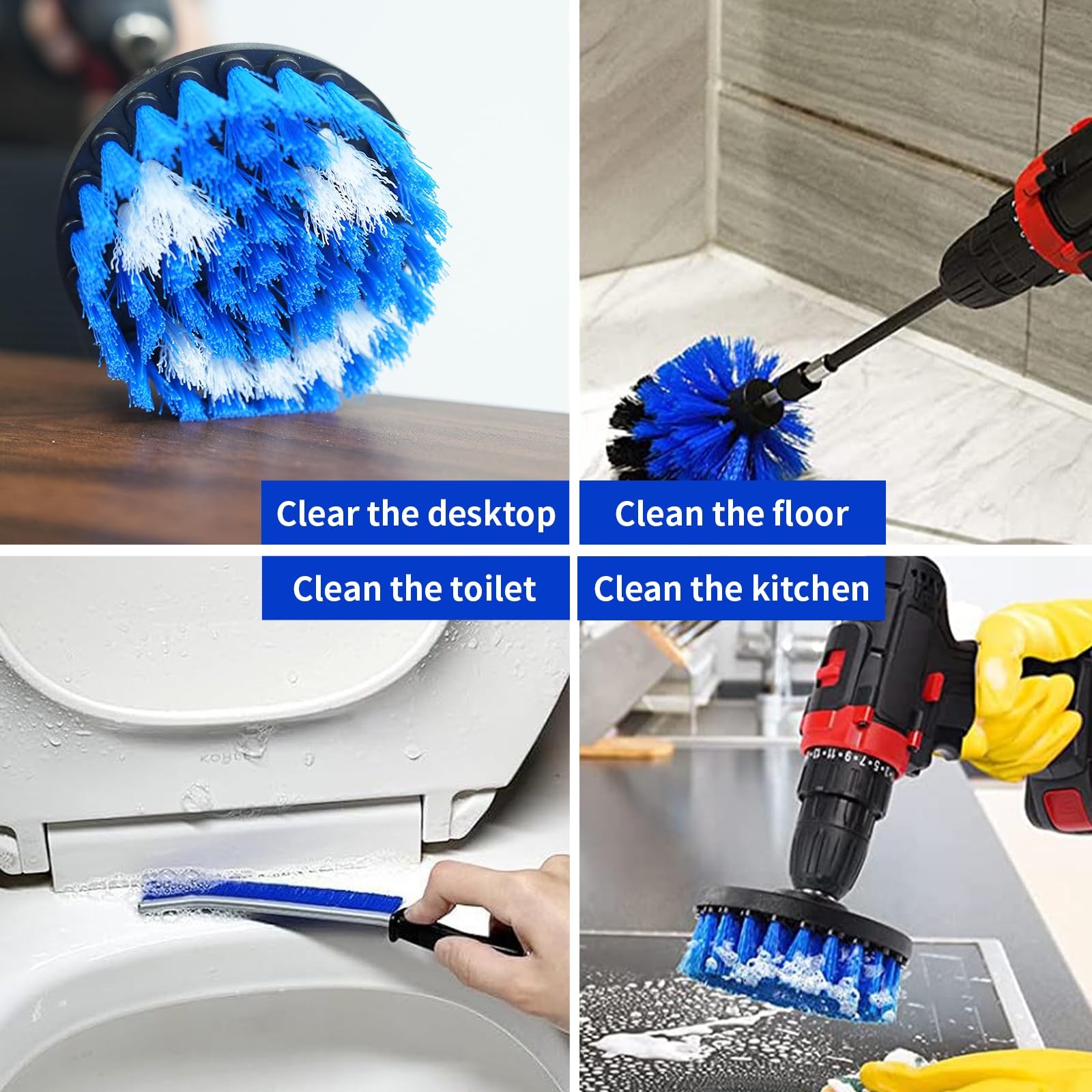 10 Pack Drill Brush Attachment Set for Cleaning Grout, Tile, Tub, and Car
