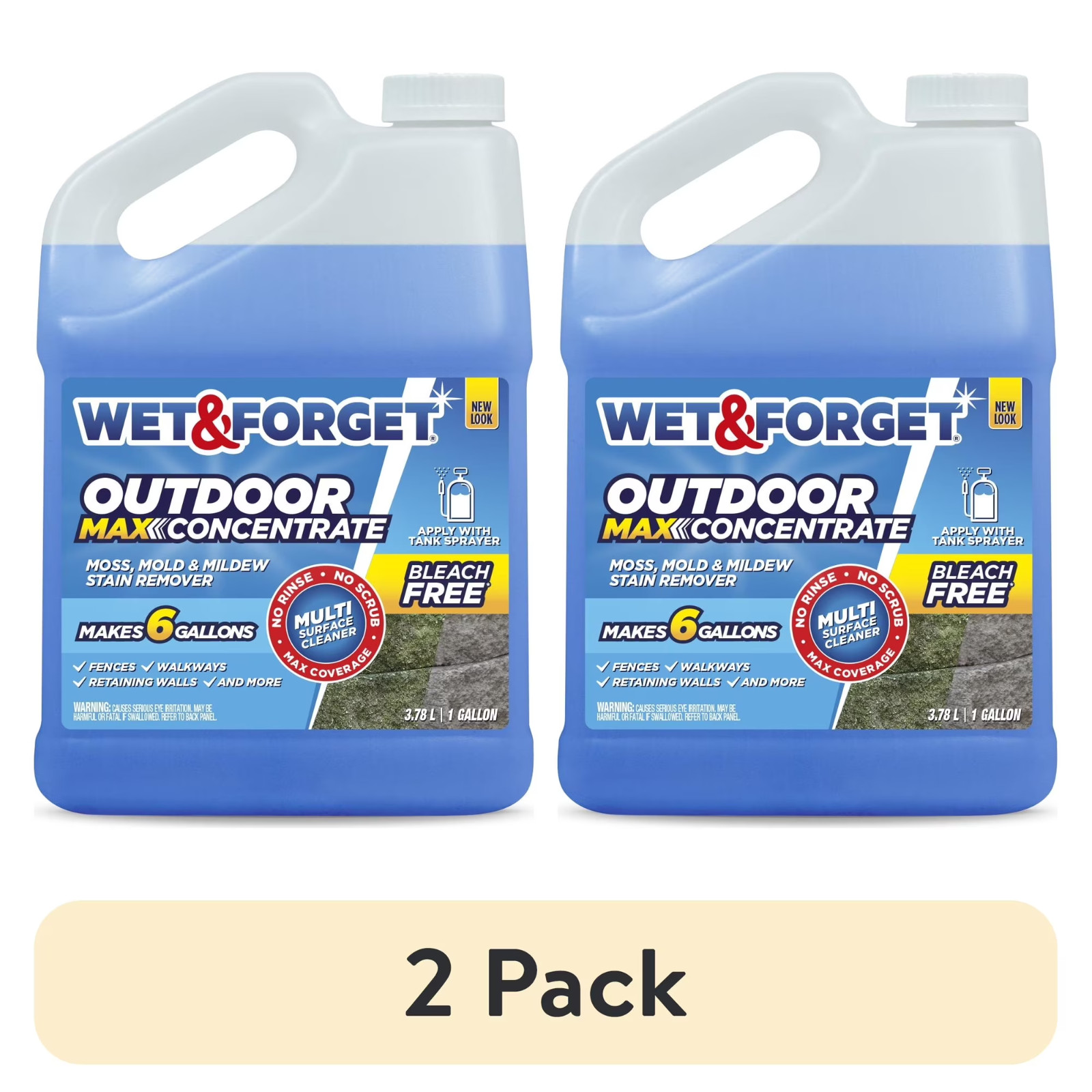 2 Pack Wet & Forget Outdoor Cleaner Concentrate 1 Gallon Moss Mold Mildew…