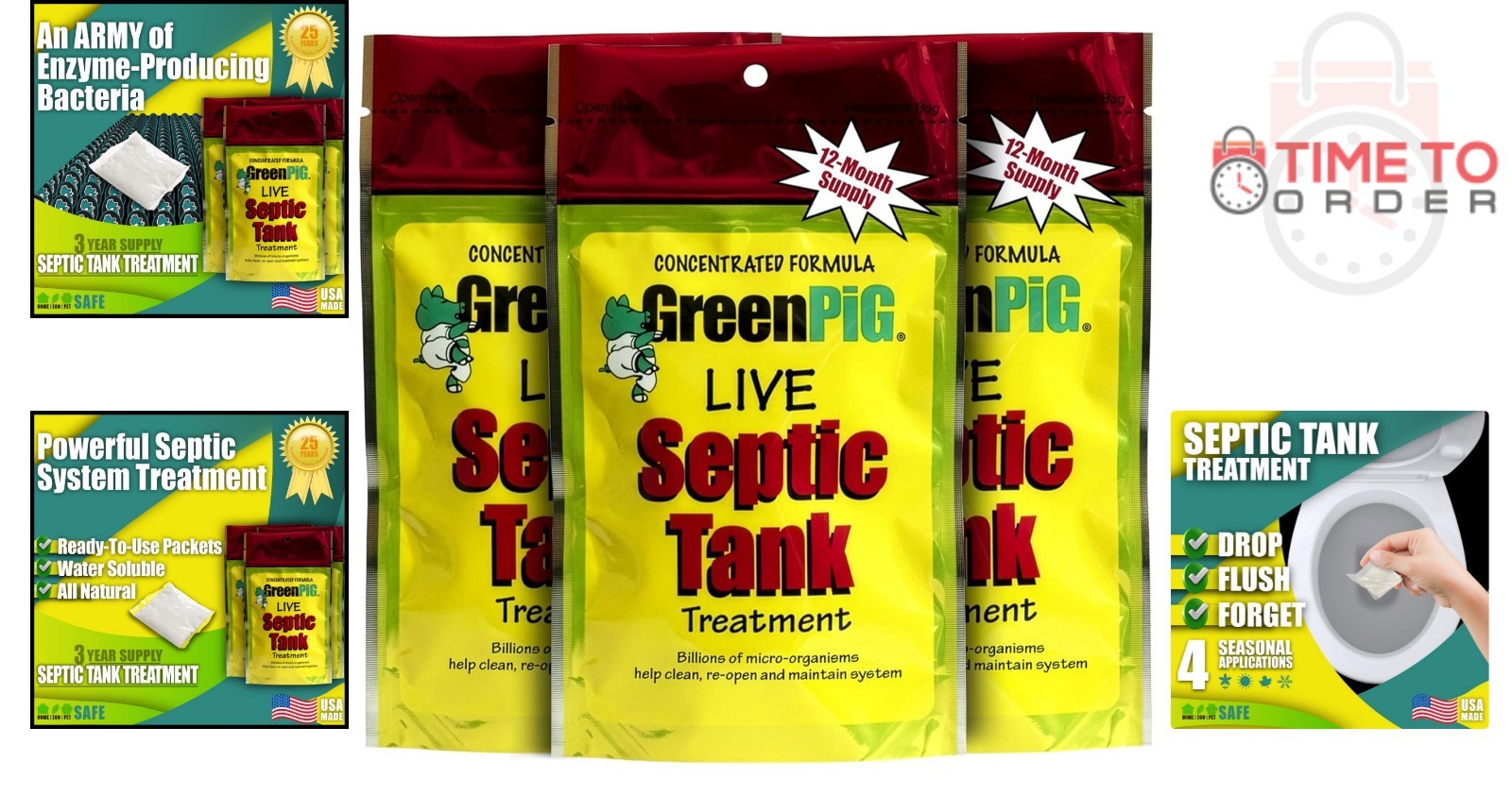 Septic Tank Treatment Packets Enzyme Bacteria Prevent Clogs Odors 3-