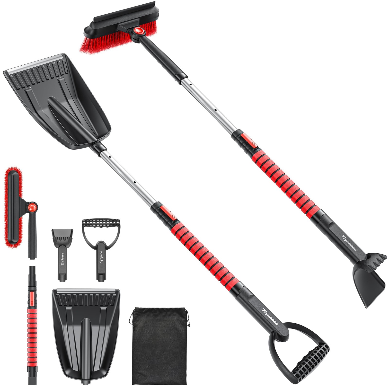 TrySpace All-Around High-Efficiency Cleaning 39 inch Extendable Snow Brush and I