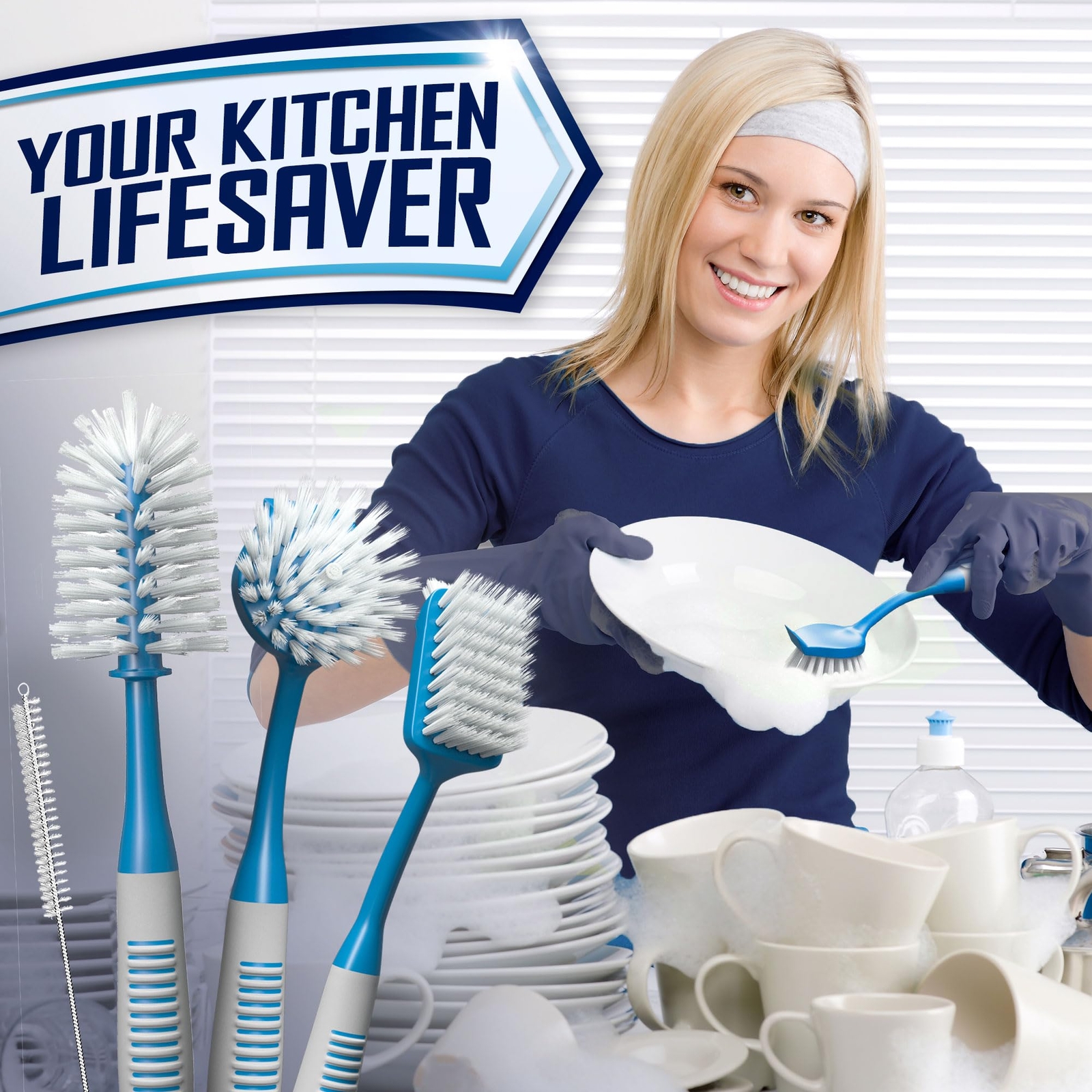 Dish Brush Set Of 4 With Bottle Water Brush Dish Scrub Brush Scrubber Brush And