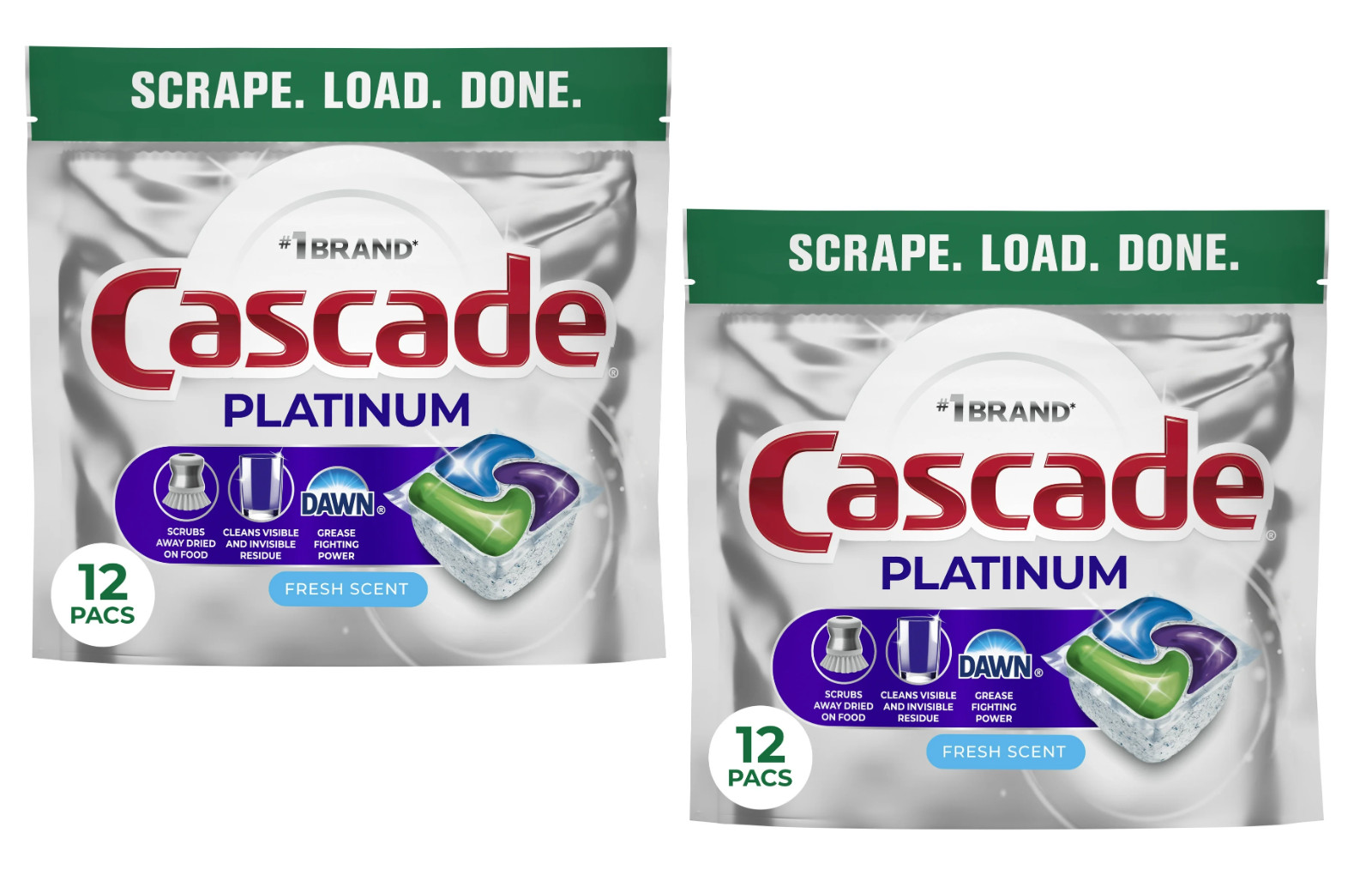 Cascade Platinum Dishwasher Pods Fresh Scent Dish Detergent Soap 12 Count (2 pk)