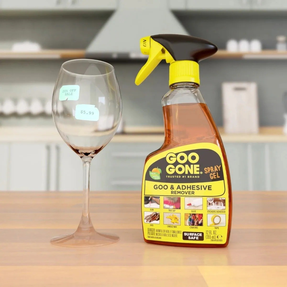 GOO GONE Original ADHESIVE Glue Gum Remover Fresh Citrus & Surface Safe 12Oz