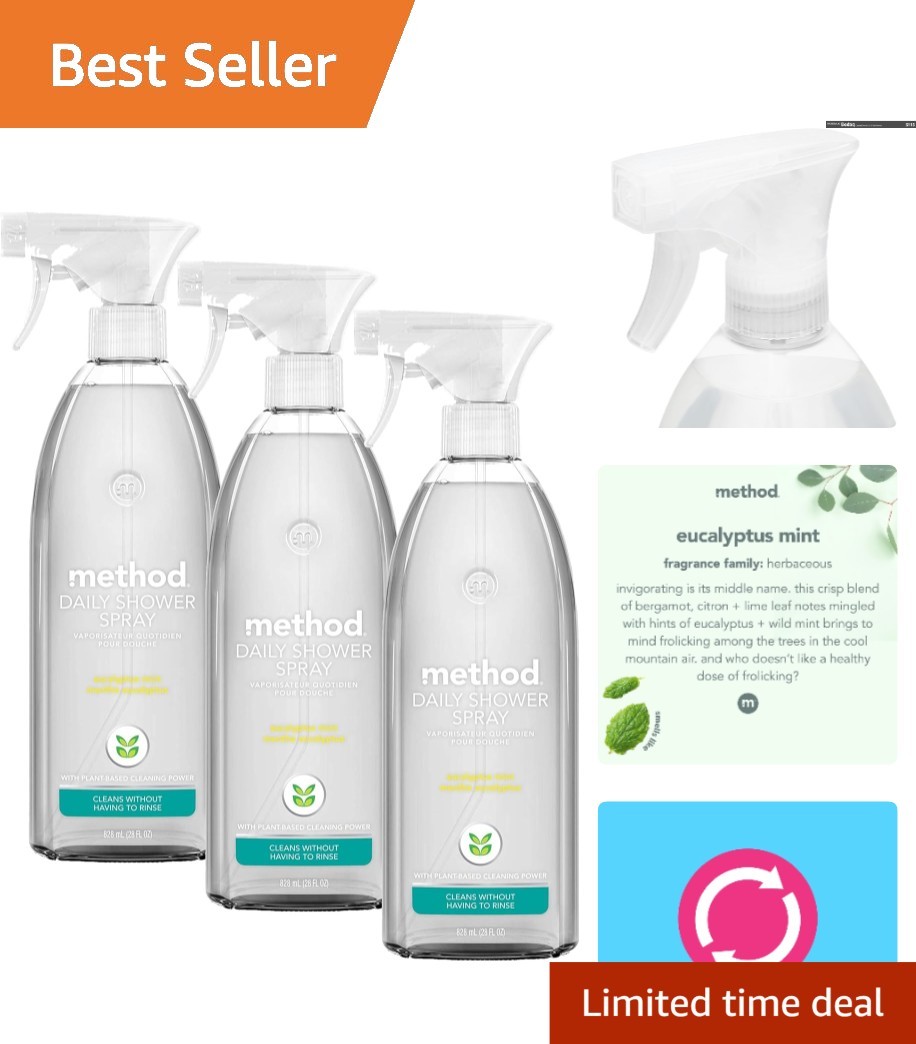 Freshen Your Shower with Method Eucalyptus Mint Cleaner, 28oz, Pack of 3