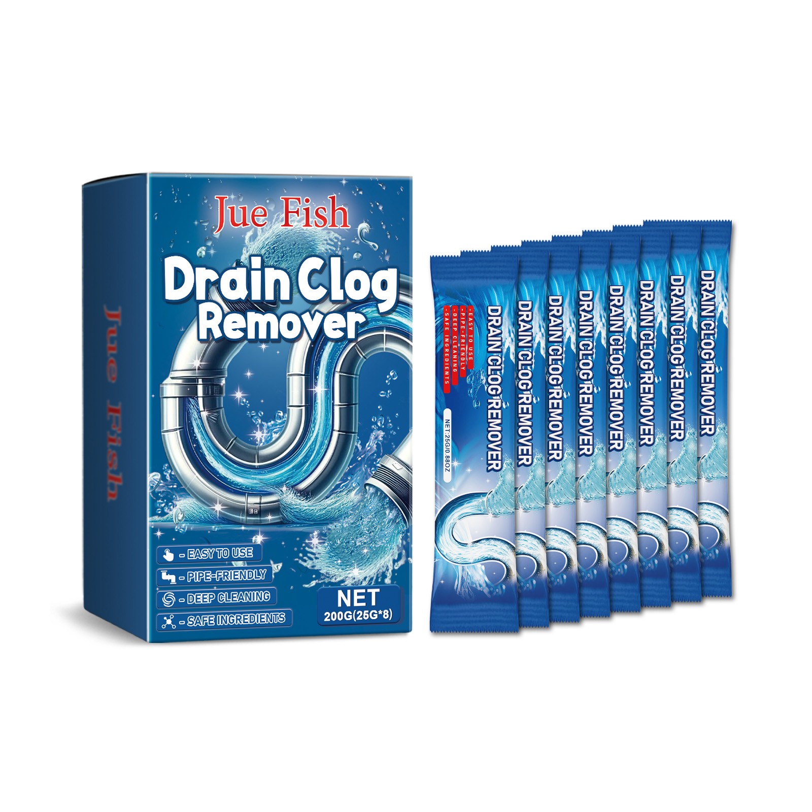 Pipe Dredging Cleaning Powder Clean Dissolves Drain Pipe Powder Oil, Clogs And D