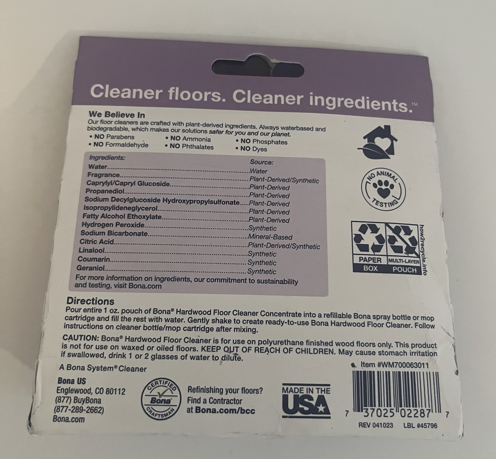 Bona Hardwood Floor Cleaner Concentrate, Lavender Thyme Scent 4-Pack
