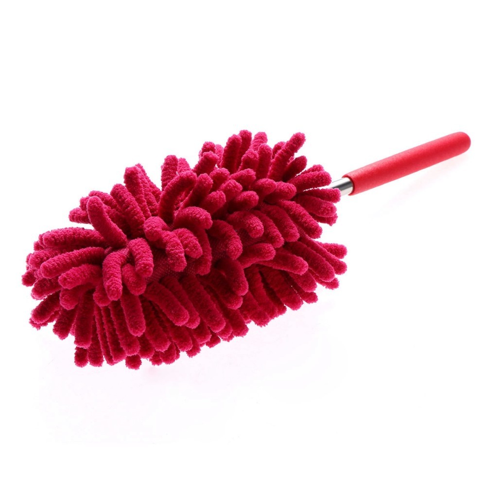 Durable Red Microfiber Car Duster with Expandable Handle Large Head for Cleaning