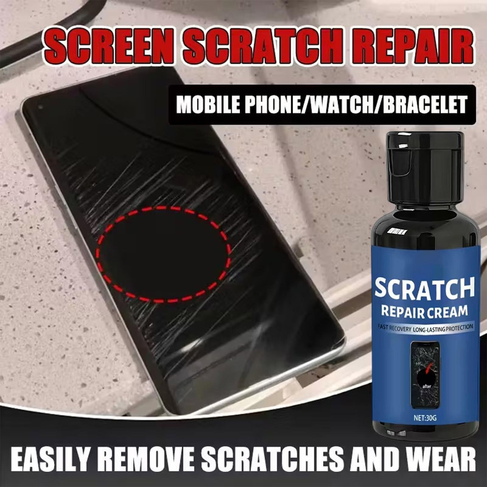 Screen Scratch Remover Polish Coating Cleaner Wax 30g Camera Lens Scratch Remove