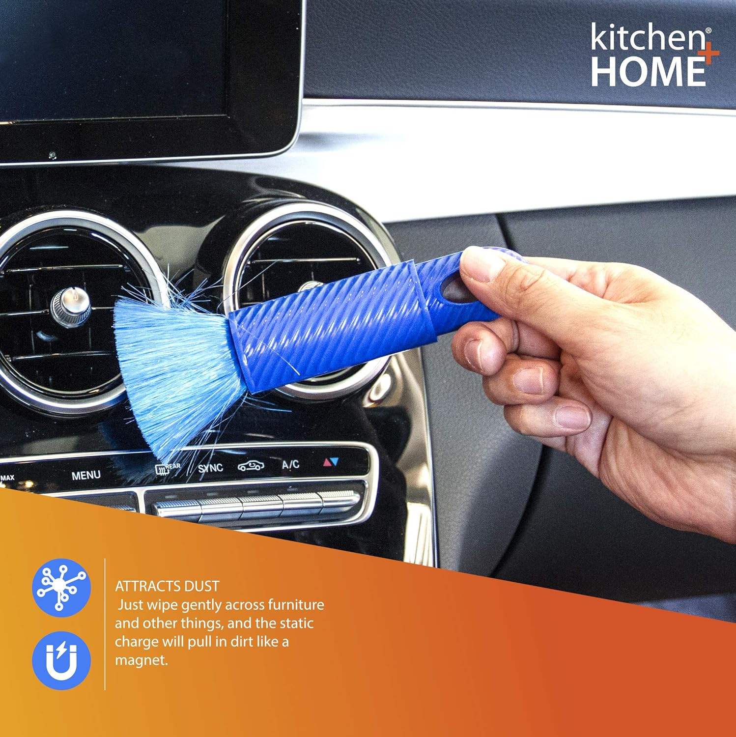 Kitchen + Home Compact Static Duster – 6.5″ Inch Travel Duster with Carry Case –
