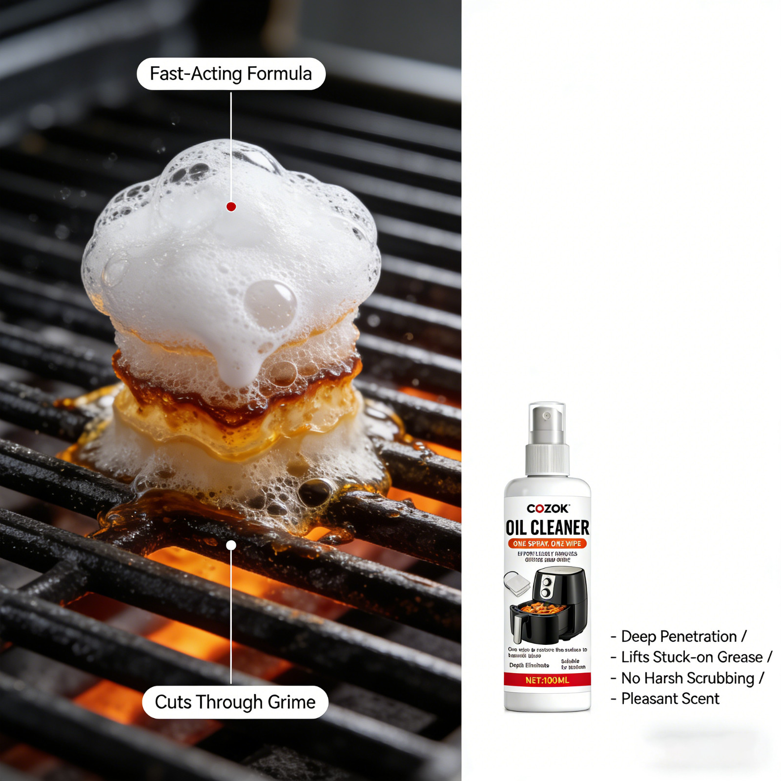 Kitchen All-Purpose Degreaser – One Spray One Wipe for Stove, Oven, Hood, Air Fr