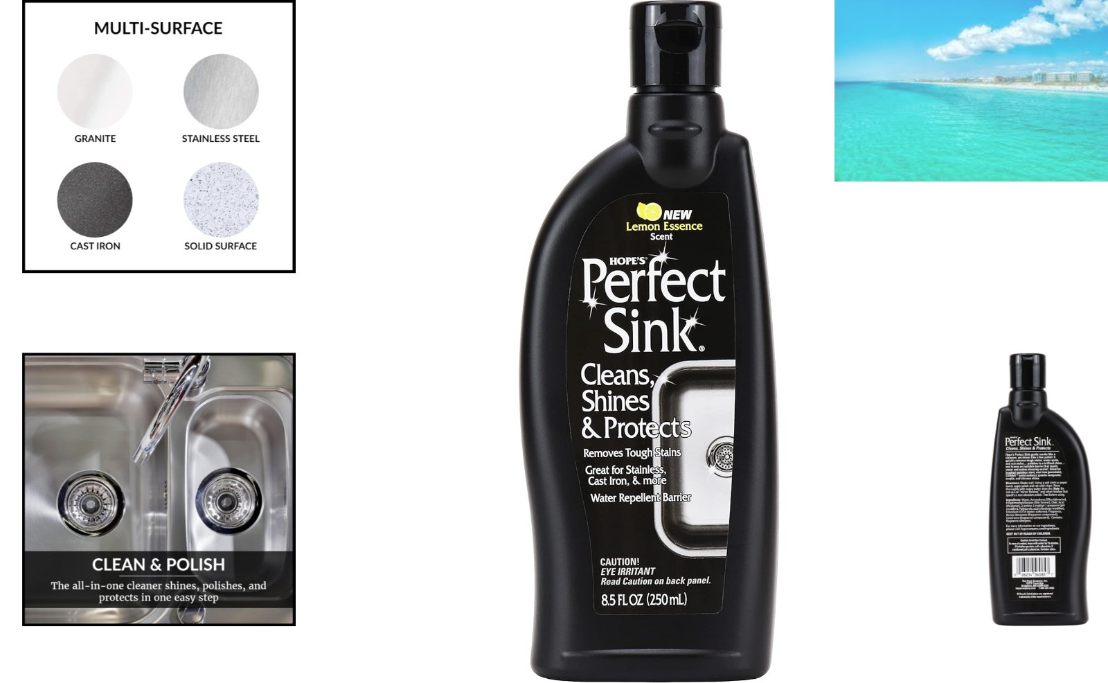 Water-Repellent Sink Cleaner & Polish – Ideal for Cast Iron & Acrylic, 8.5 Fl Oz