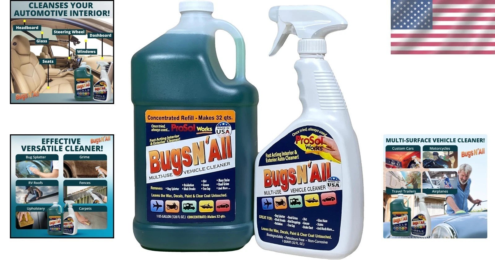 Powerful 1 Gal Car Cleaner & Degreaser – Citrus Bug Tar Remover, Non-Corrosive