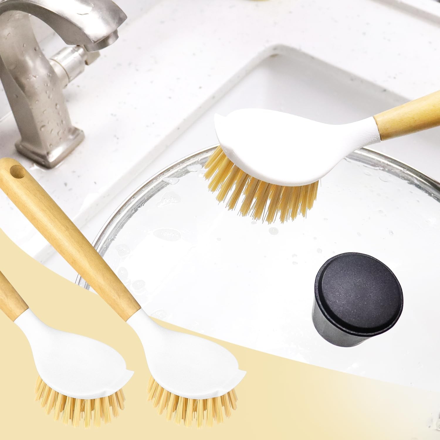 Kitchen Scrub Brushes for Cleaning Dish Brush with Handle for Pans, Pots,Kitchen