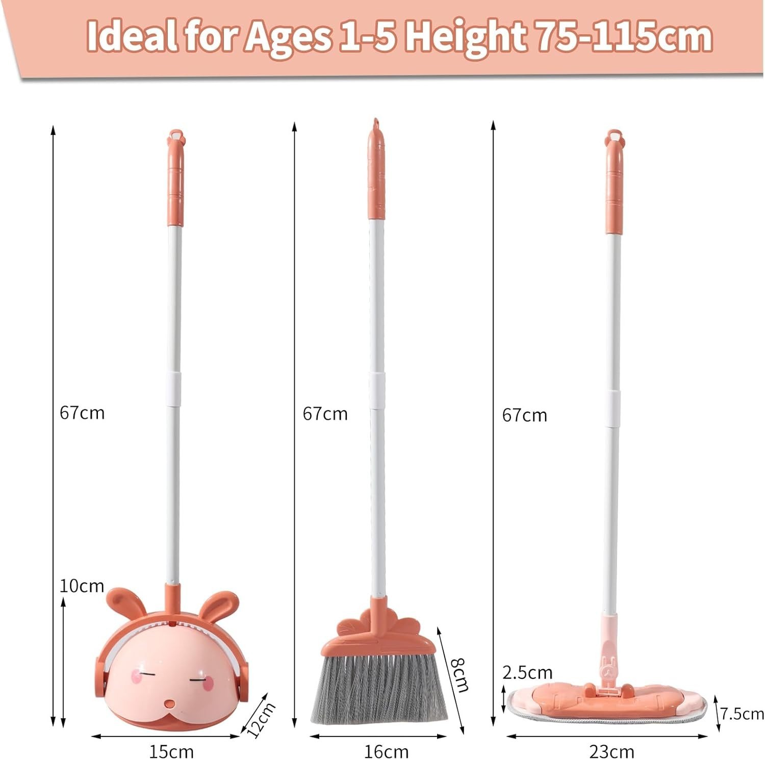 Kids Cleaning Toy Set, Mini Broom Mop Dustpan, Toddler Housekeeping Play Set