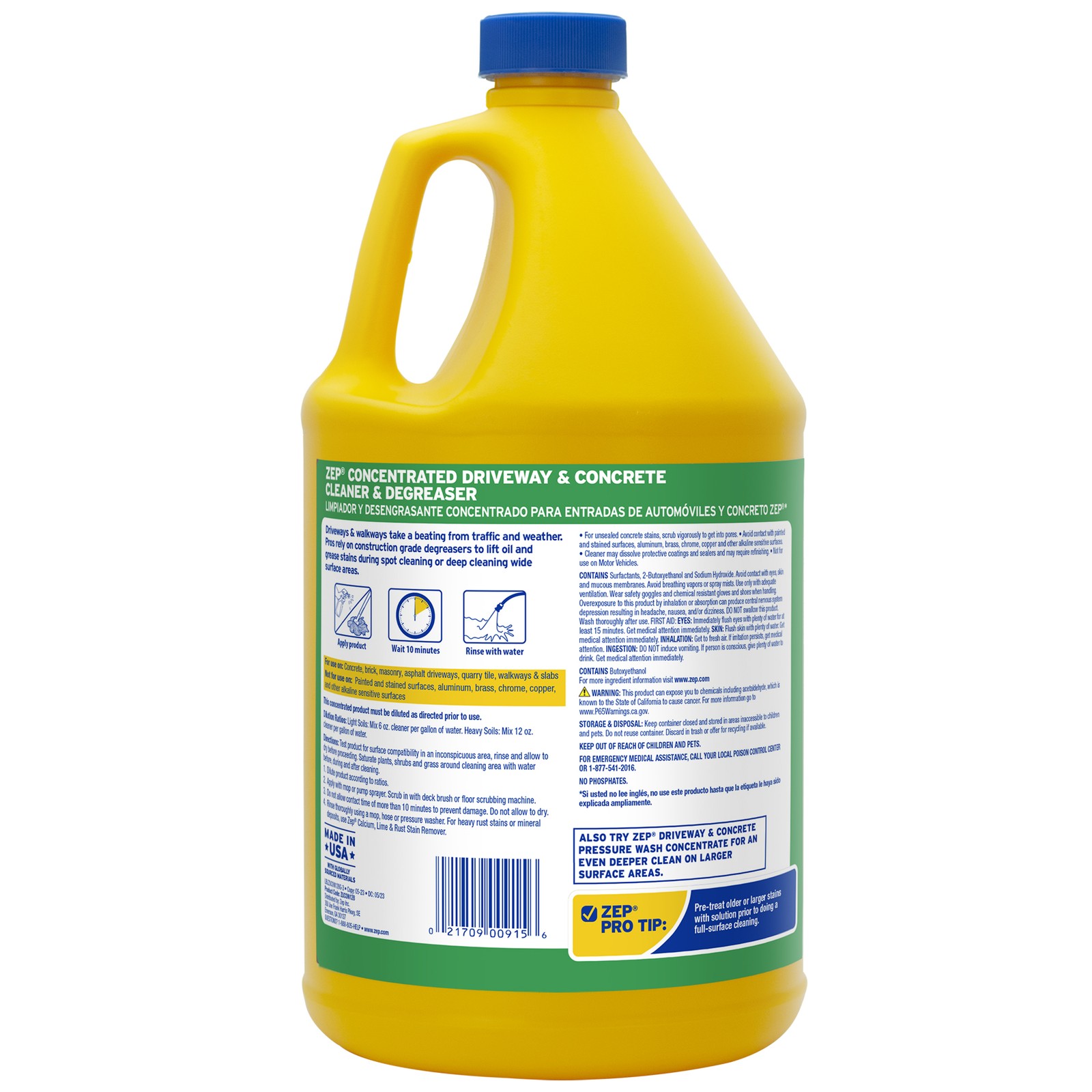 Zep Driveway, Masonry and Concrete Cleaner and Degreaser Concentrate – 1 Gallon