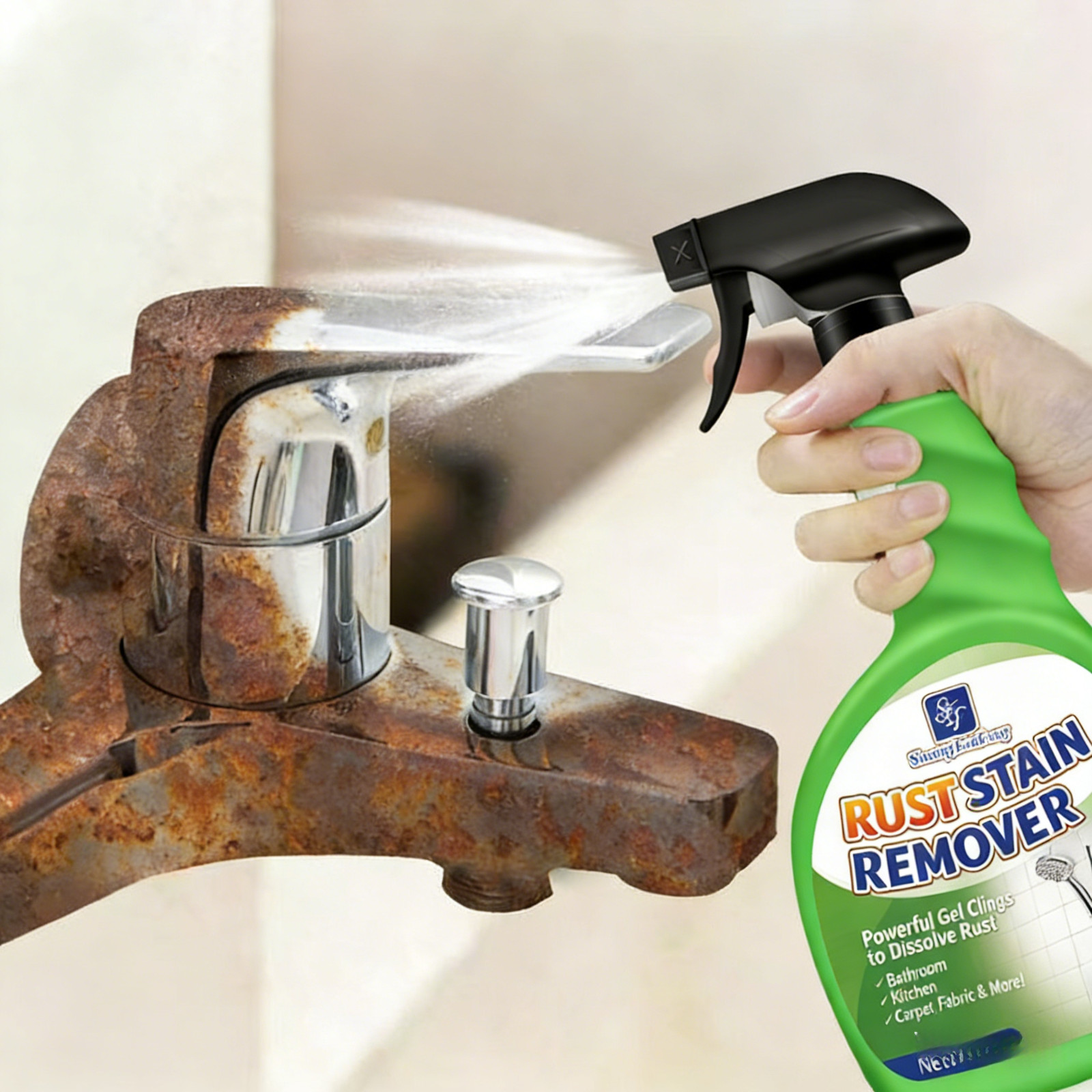 Upgraded Rust & Limescale Remover Spray, Dissolves Rust & Hard Water Stains 24