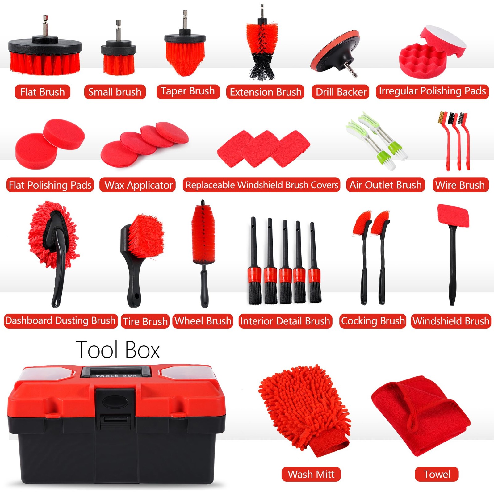 35Pcs Car Detailing Kit & Car Cleaning Kit – Windshield Tool, Long Wheel Brus…