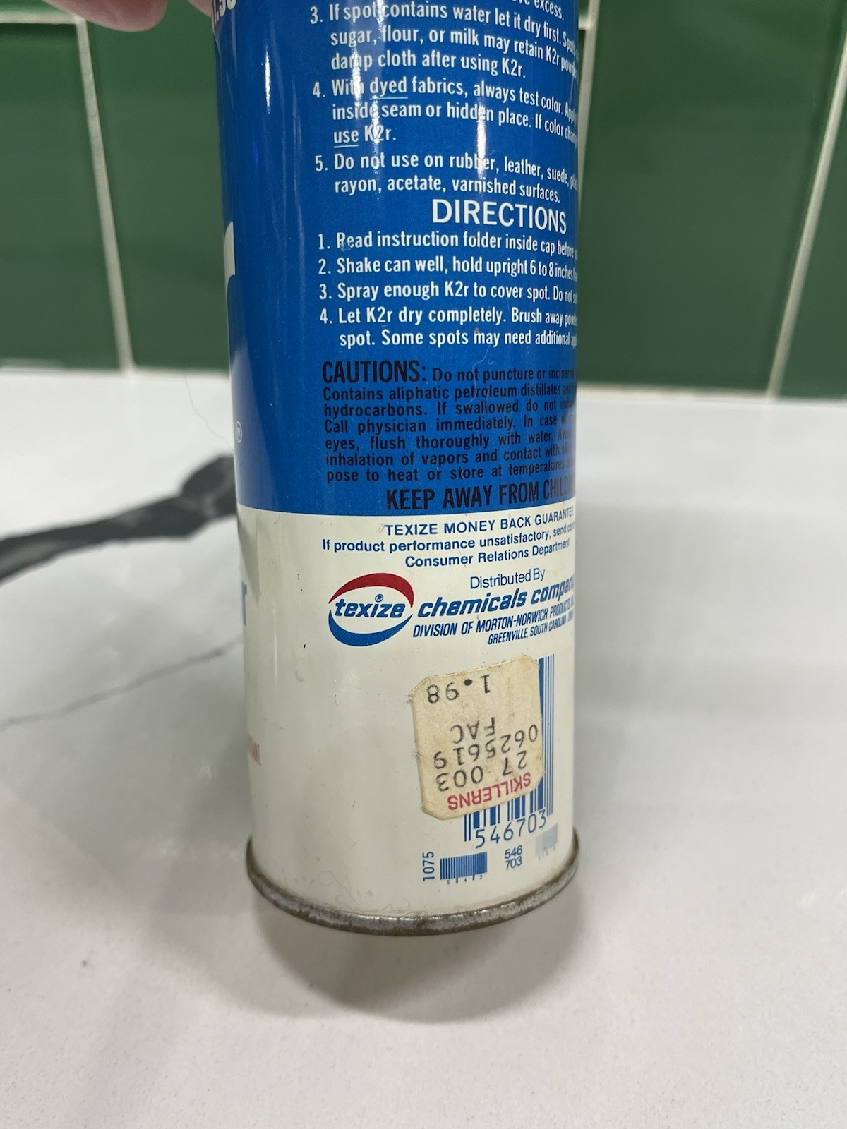 VTG 80S K2r Spot Lifter Stain Remover 6 oz Carpet Clothes MOVIE PROP -EMPTY