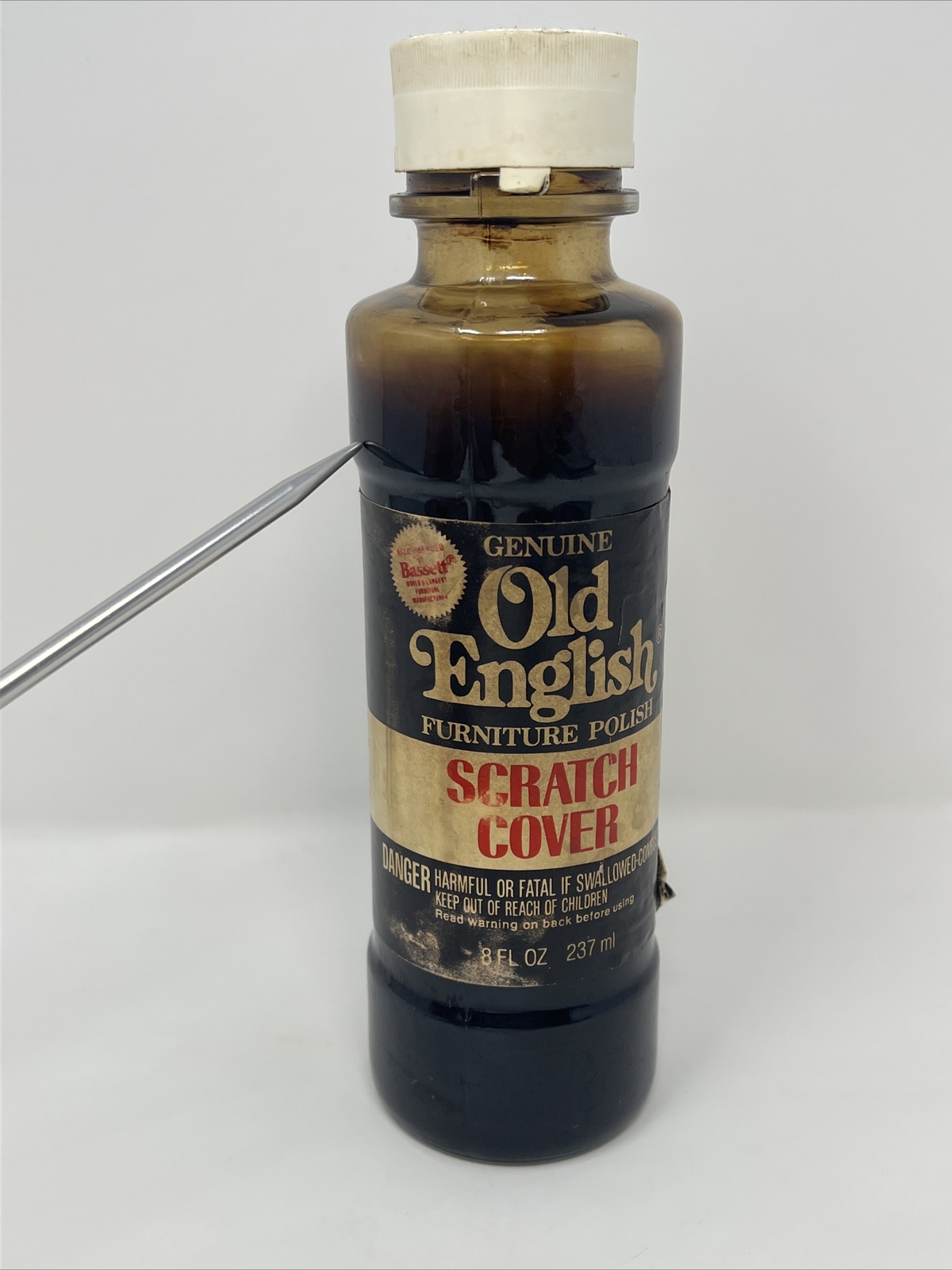 Vintage Old English Scratch cover Furniture Polish Glass Bottle