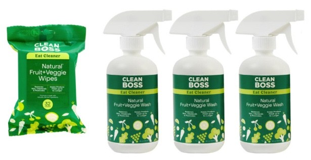 #(3) JOY CleanBoss Eat Cleaner Fruit & Veggie Wash & (1) Set Veggie 32 Wipes