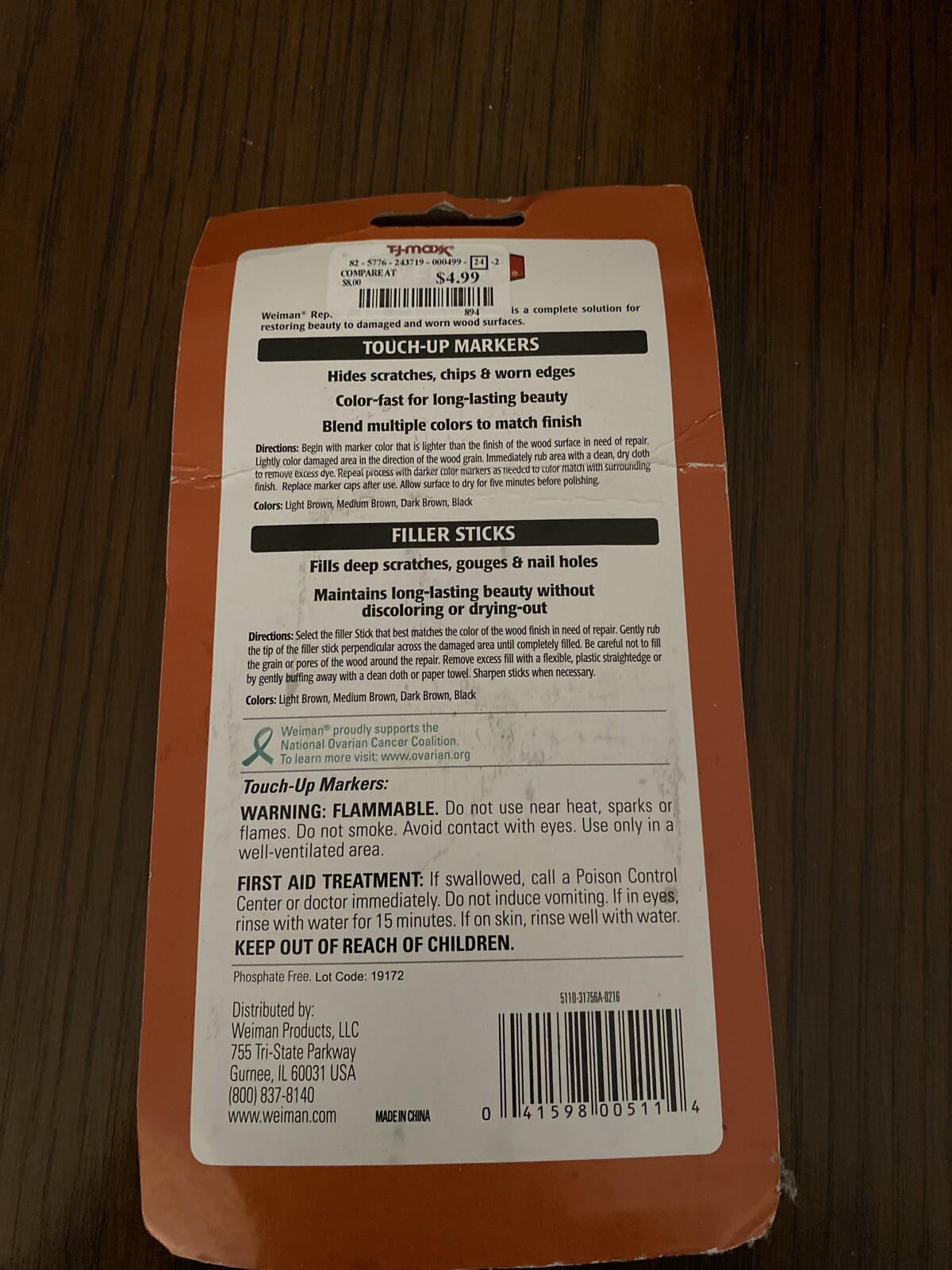 Weiman Repair Kit For Wood Furniture And Floors