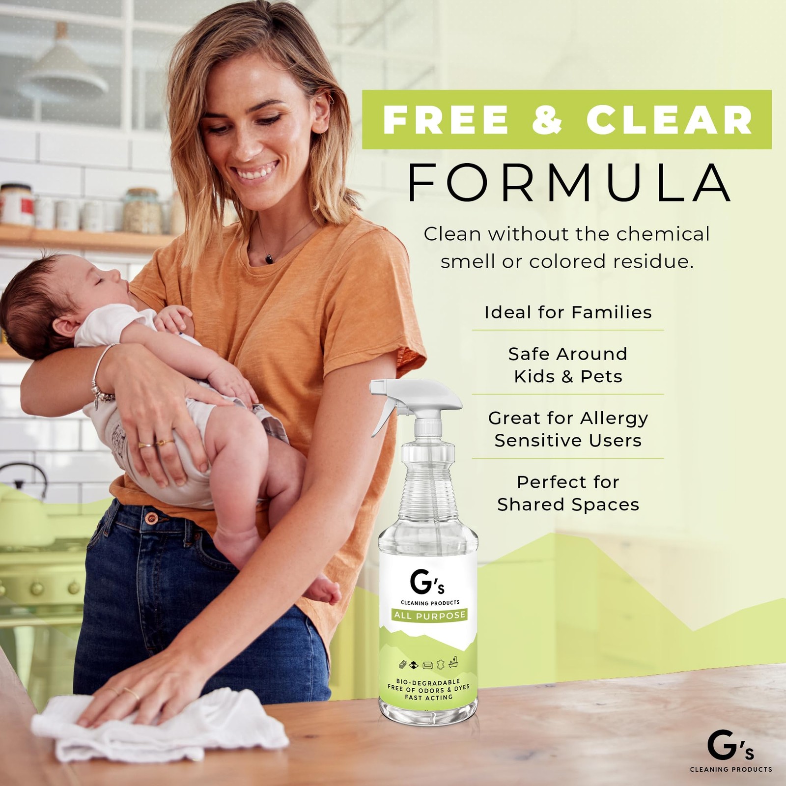 G’s Cleaning Biodegradable All Purpose Cleaner – 32 oz Non-Toxic Natural Cleanin
