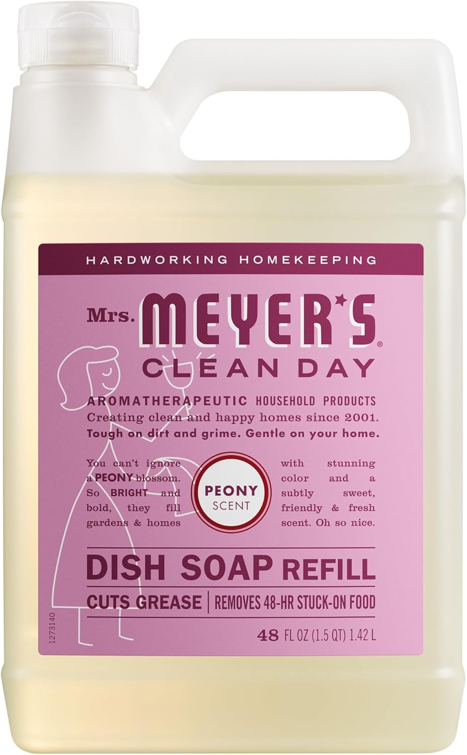 Mrs Meyers Liquid Dish Soap Refill Peony Scent Plant Derived 48 fl oz New