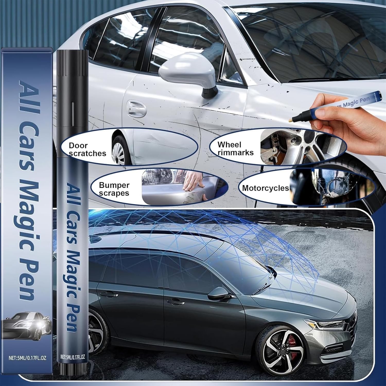 Magic Scratch Removal Pen for Cars – Easy Use, Quick Repair, 3 Pack, All Colors
