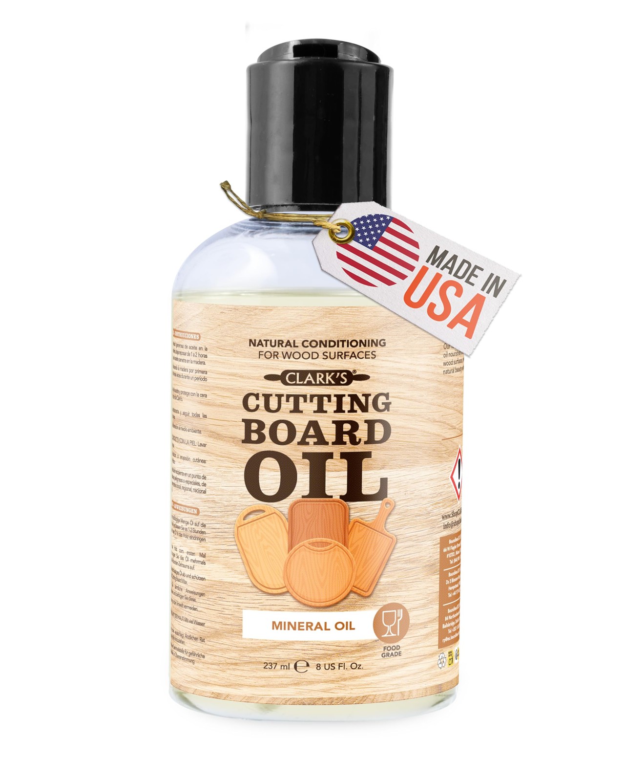 Mineral Oil – 8 oz Food Grade Conditioner for Wood Cutting Board, Cutting Board