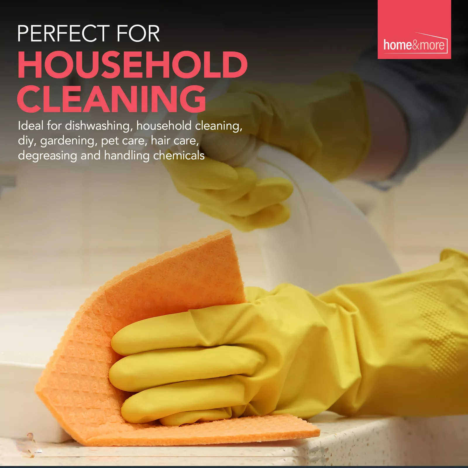 2 Pairs Rubber Gloves Large Long Sleeve Household Washing Up Kitchen Cleaning