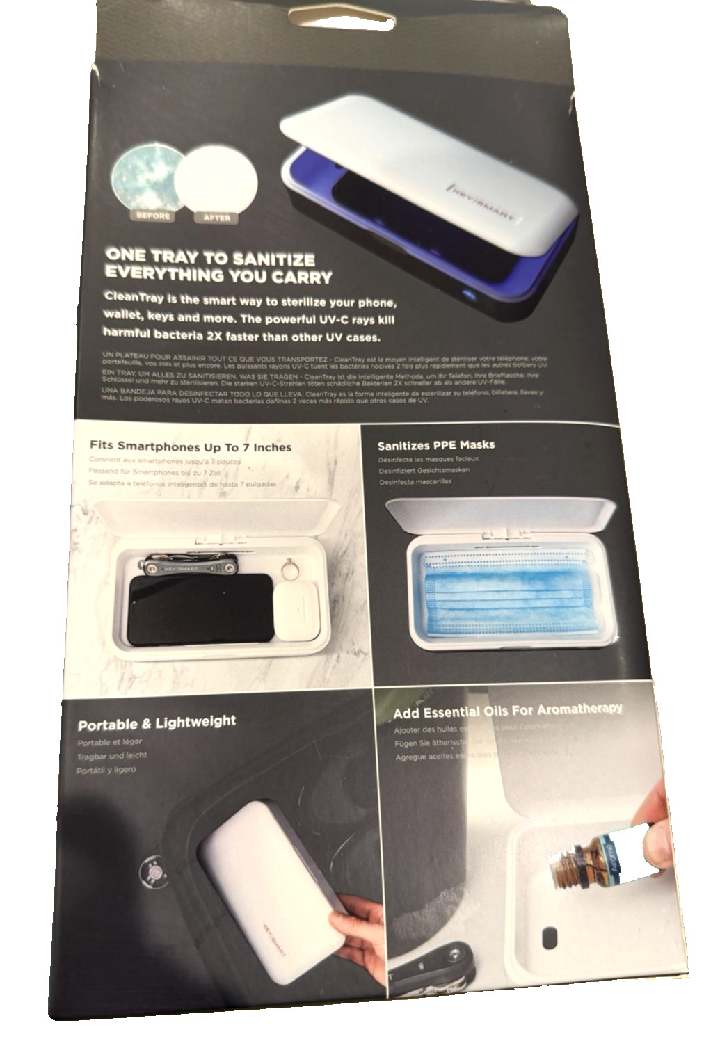Keysmart Clean Tray UV Light Sterilization Case White. NEW IN BOX.