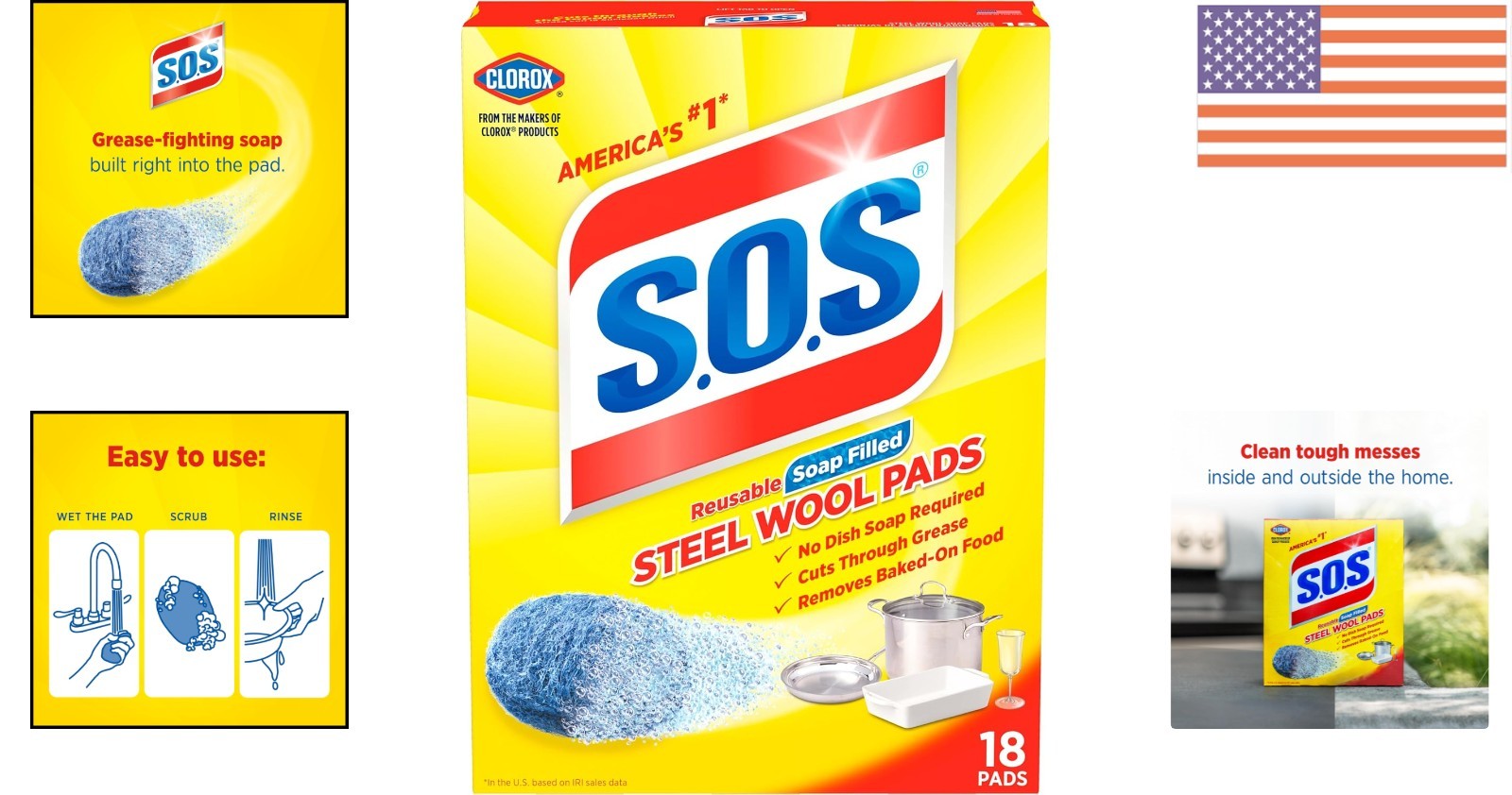 Strong Steel Wool Soap Pads 18 Count – Perfect for Hard-to-Clean Messes