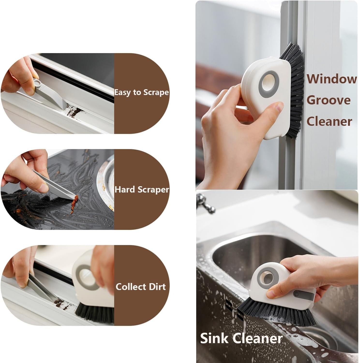 2-in-1 Cleaning Brush, Crevice Cavity Cleaning Multi-Functional Cleaning Tool
