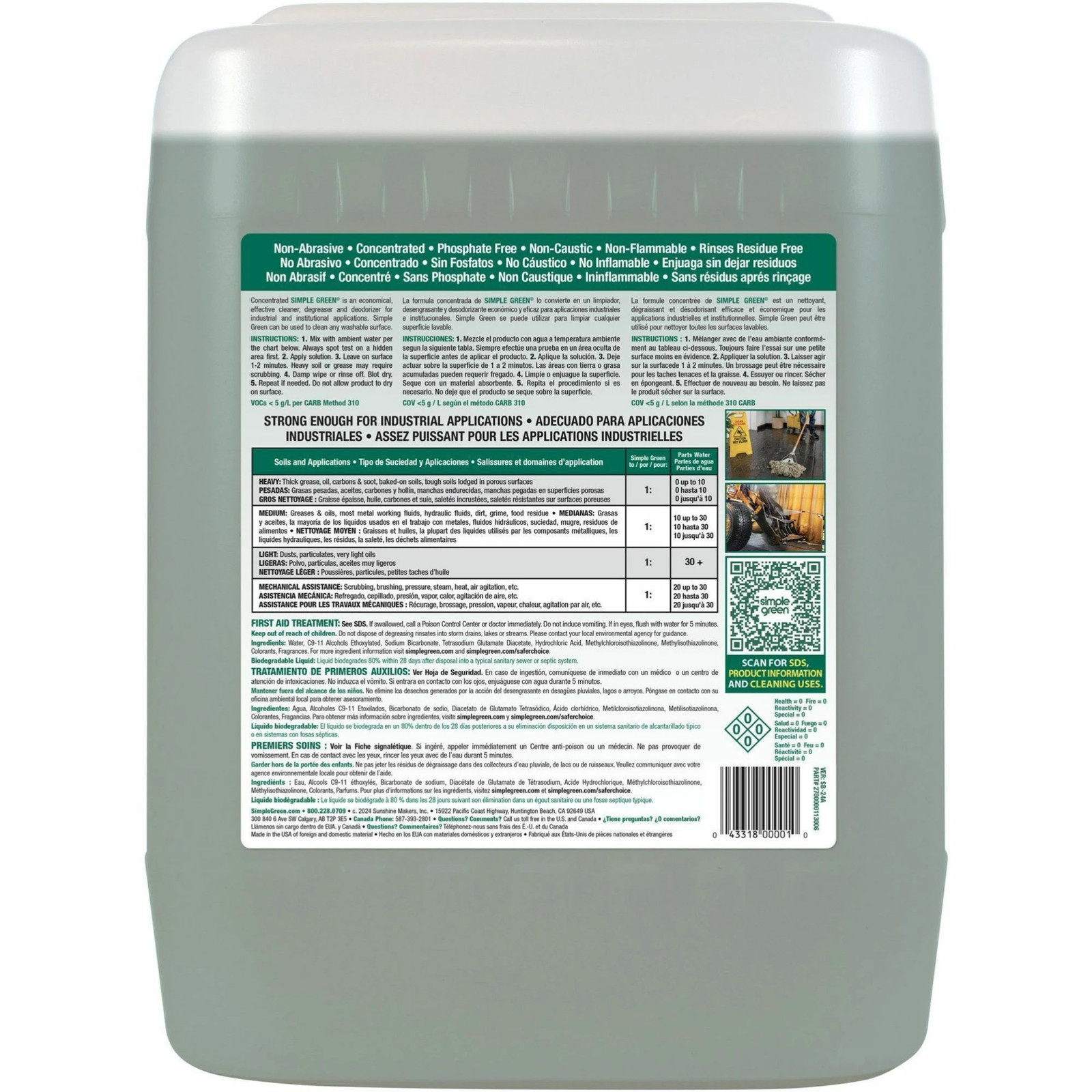 Degreaser Cleaner, Deodorizer, 5 Gallon Refill Bottle