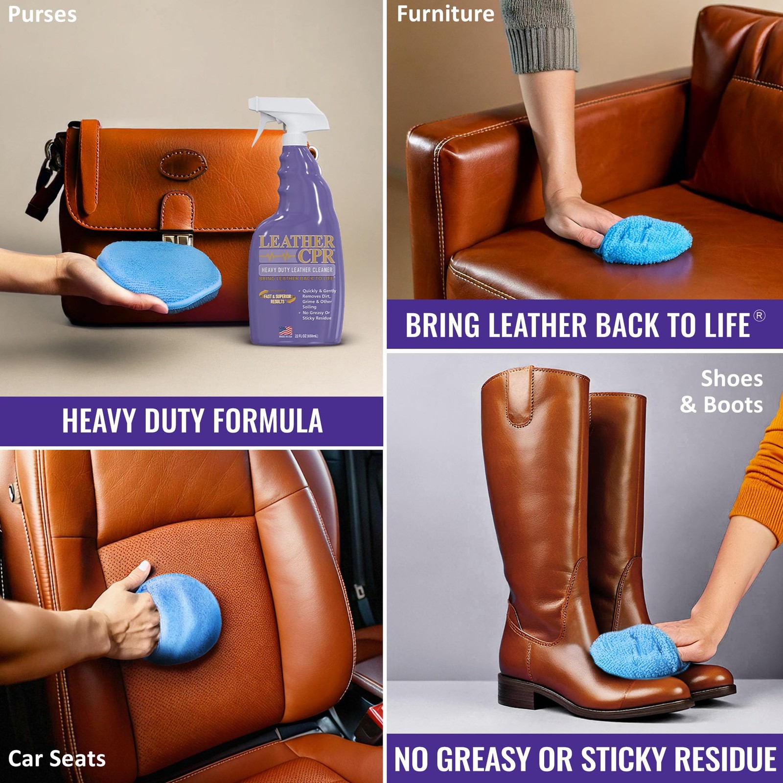 Leather CPR Heavy Duty Leather Cleaner 22oz, Car Leather CPR Cleaner and Cond…