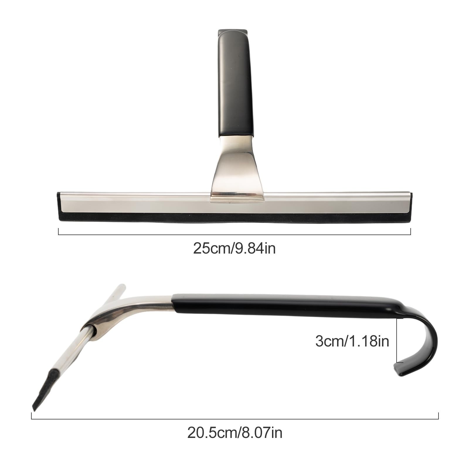 10″ Stainless Steel Shower Squeegee – All-Purpose for Glass, Tile, Bathroom & Ca